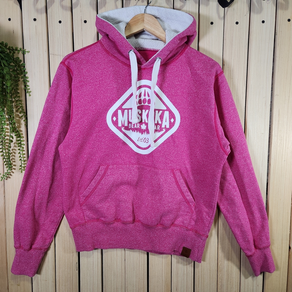 Muskoka Bear Wear Hoodie. Pink Womens Hoodie. Size S